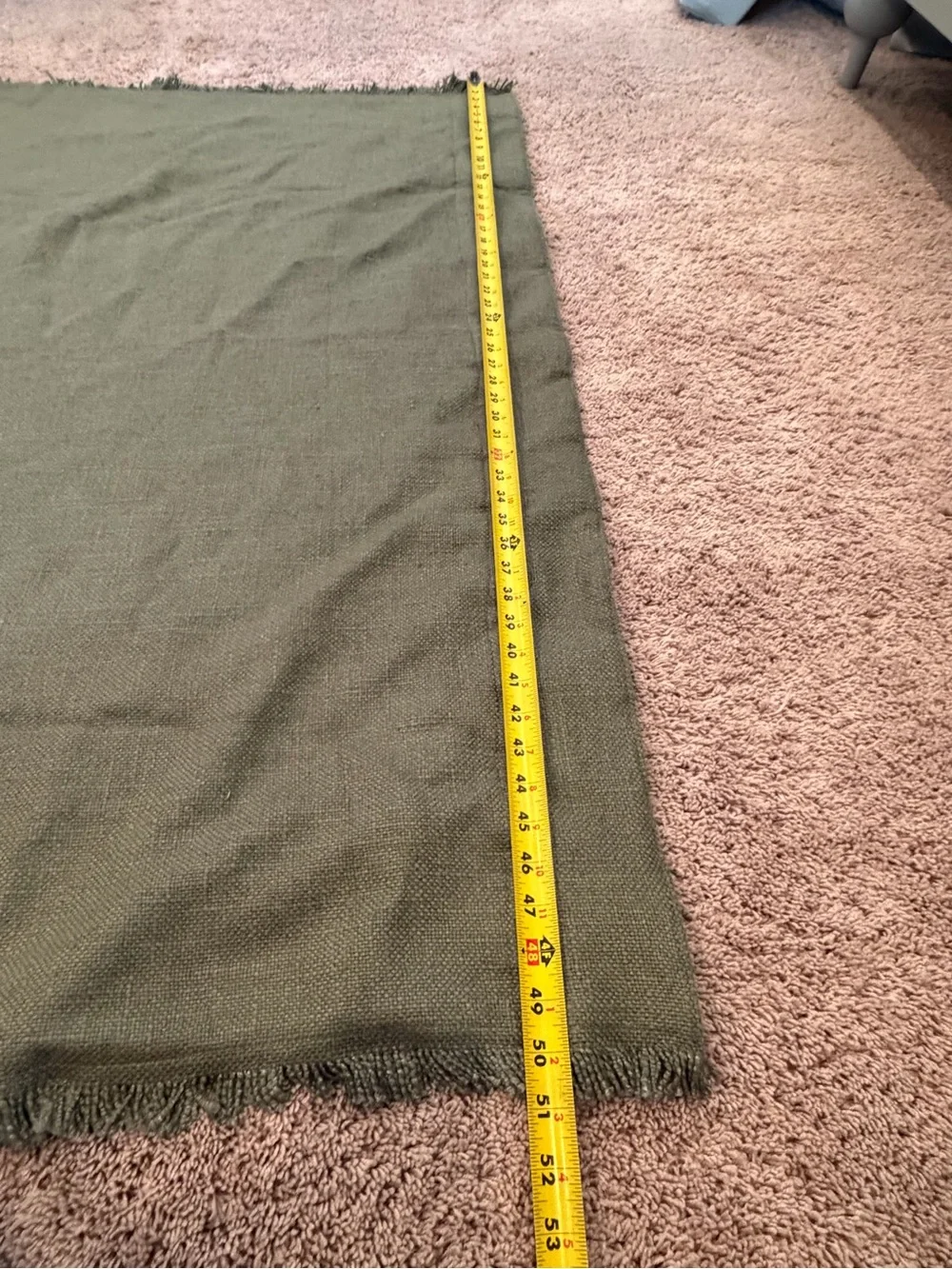 New Anthropologie luxe linen blend blackout curtains Holly green fringe 96 x 50